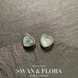 Natural Aquamarine 925 Silver Stud Earrings Women Jewelry Gift Green
