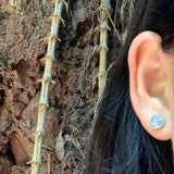 Natural Aquamarine 925 Silver Stud Earrings Women Jewelry Gift Green