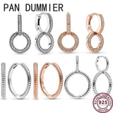 925 Silver Double Rings Pan Earrings Women's Wedding Jewelry