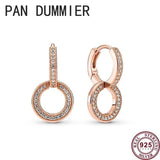 925 Silver Double Rings Pan Earrings Women's Wedding Jewelry