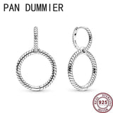 925 Silver Double Rings Pan Earrings Women's Wedding Jewelry