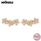 925 Sterling Silver Daisy Stud Earrings Clear CZ Flower Woman Earring