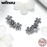 925 Sterling Silver Daisy Stud Earrings Clear CZ Flower Woman Earring