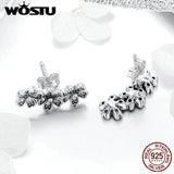 925 Sterling Silver Daisy Stud Earrings Clear CZ Flower Woman Earring