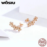 925 Sterling Silver Daisy Stud Earrings Clear CZ Flower Woman Earring