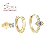 925 Silver Eye Moon Zircon Stud Earrings Set for Women Wedding Party Gift