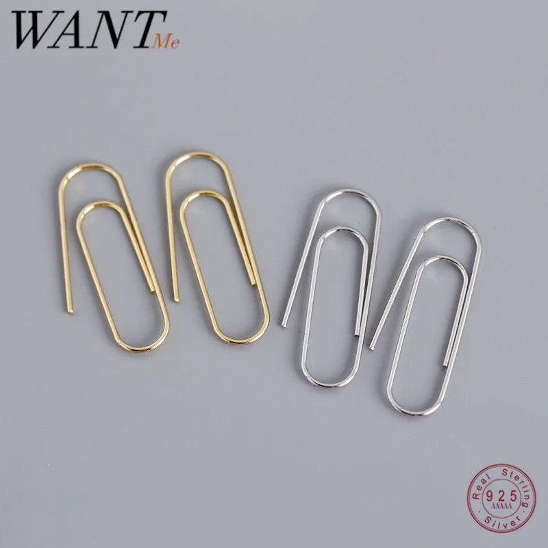 925 Sterling Silver Paper Clips Earrings for Women Party Jewelry