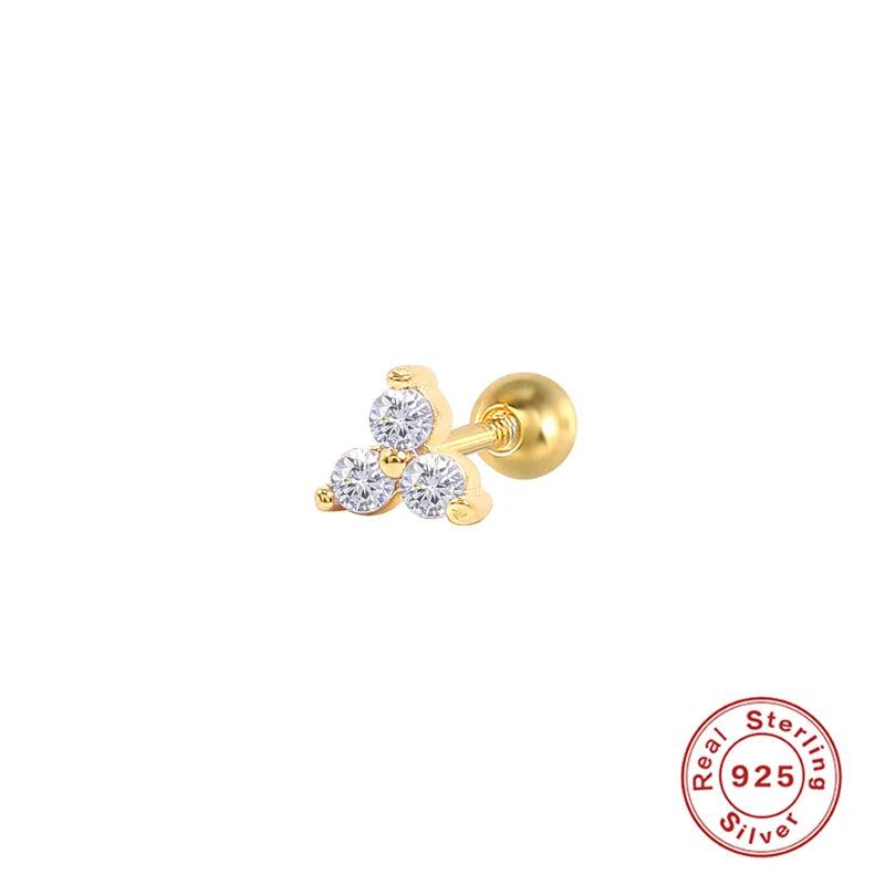 925 Silver Turquoise Diamond Stud Earrings Women Piercing