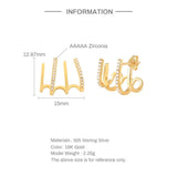 Zircon 925 Sterling Silver Earrings Studs for Women Cartilage Piercing