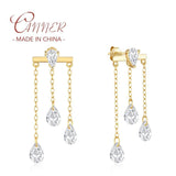 S925 Zircon Tassel Chain Stud Earrings Wedding Jewelry Gift
