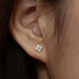 18K Gold-Plated Flower Stud Zircon Earrings for Women Wedding Party