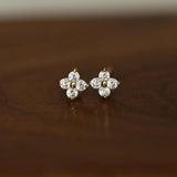 18K Gold-Plated Flower Stud Zircon Earrings for Women Wedding Party