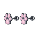 Sterling Silver Cat's Claw Earrings Pink Cat's Ear Studs for Women