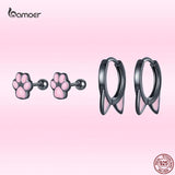 Sterling Silver Cat's Claw Earrings Pink Cat's Ear Studs for Women