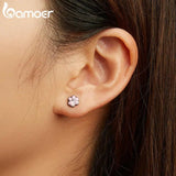 Sterling Silver Cat's Claw Earrings Pink Cat's Ear Studs for Women