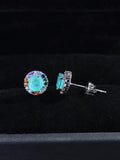 925 Silver Paraiba Tourmaline Gemstone Stud Earrings - Anniversary Jewelry Gift