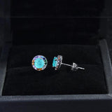 925 Silver Paraiba Tourmaline Gemstone Stud Earrings - Anniversary Jewelry Gift