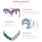 Sterling Silver Rainbow Heart Stud Earrings Colorful Zircon Jewelry