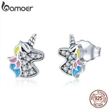925 Silver Licorne Memory Stud Earrings for Women & Girls