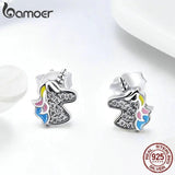 925 Silver Licorne Memory Stud Earrings for Women & Girls