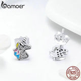 925 Silver Licorne Memory Stud Earrings for Women & Girls