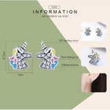 925 Silver Licorne Memory Stud Earrings for Women & Girls