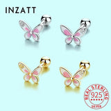 925 Silver Zircon Butterfly Stud Earrings Fine Jewelry