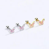 925 Silver Zircon Butterfly Stud Earrings Fine Jewelry