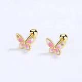 925 Silver Zircon Butterfly Stud Earrings Fine Jewelry