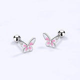 925 Silver Zircon Butterfly Stud Earrings Fine Jewelry