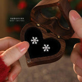 925 Silver Snowflake Stud Earrings Women High Christmas