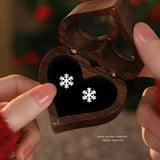 925 Silver Snowflake Stud Earrings Women High Christmas