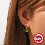 925 Silver Square Zircon Gemstone Drop Earrings for Women