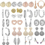 925 Silver Twist Of Faith Statement Feathers Marquise Rainbow Arcs Love Jewelry