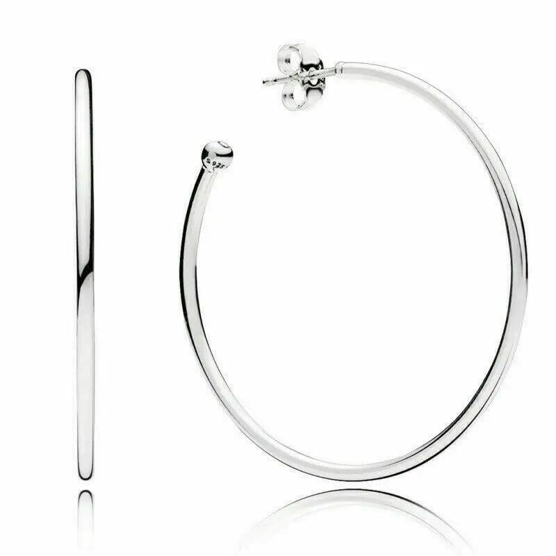 925 Silver Rose Heart Circle Hoop Earrings for Women