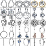925 Silver Clear Zircon Charms Earrings Butterfly Heart Eternal Pav