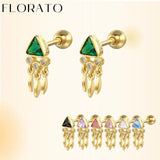 925 Silver Mini Triangle Diamond Tassel Earrings