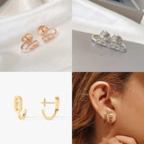 925 Silver C-Type Stud Earrings Round Bead Minimalist Design