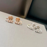 925 Silver C-Type Stud Earrings Round Bead Minimalist Design