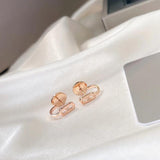 925 Silver C-Type Stud Earrings Round Bead Minimalist Design