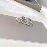 925 Silver C-Type Stud Earrings Round Bead Minimalist Design