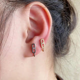 925 Silver C-Type Stud Earrings Round Bead Minimalist Design