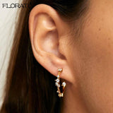 Colorful Crystal Stud Earrings 925 Sterling Silver Women's Jewelry