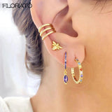 Colorful Crystal Stud Earrings 925 Sterling Silver Women's Jewelry