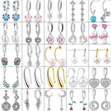 925 Silver Flower Charm Earrings with Zircon Love Bear