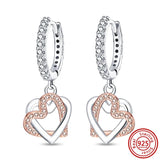 925 Silver Flower Charm Earrings with Zircon Love Bear