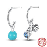 925 Silver Flower Charm Earrings with Zircon Love Bear