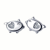 Trustdavis 925 Silver Pig CZ Stud Earrings