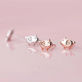 Trustdavis 925 Silver Pig CZ Stud Earrings