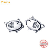 Trustdavis 925 Silver Pig CZ Stud Earrings